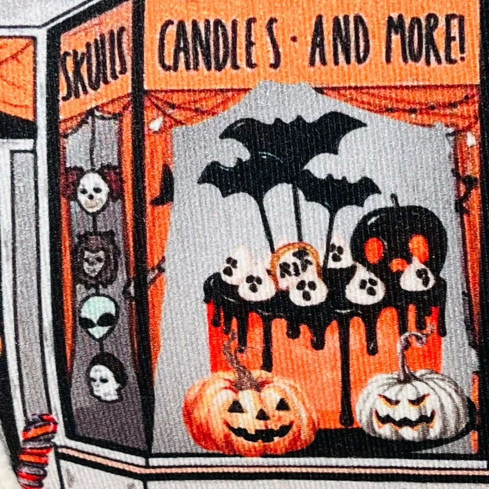Halloween Sweet Shop Textured Throw Pillow Ghosts Candy Cake Pumpkins Party